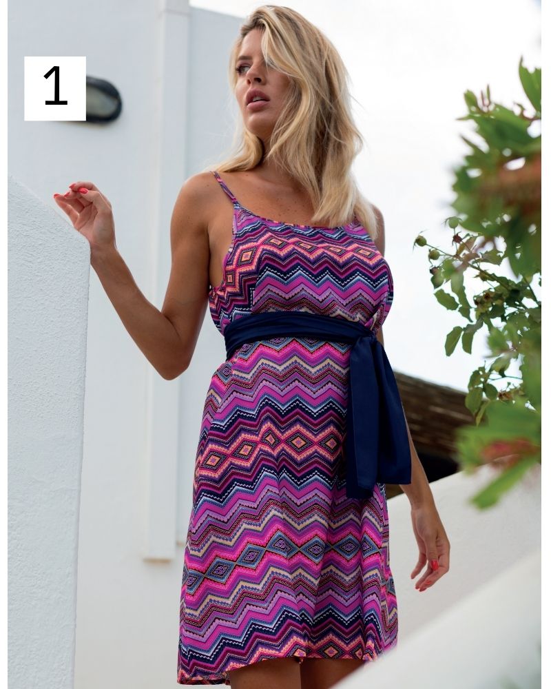 Short Bali dress in polisilk Positano Beachwear
