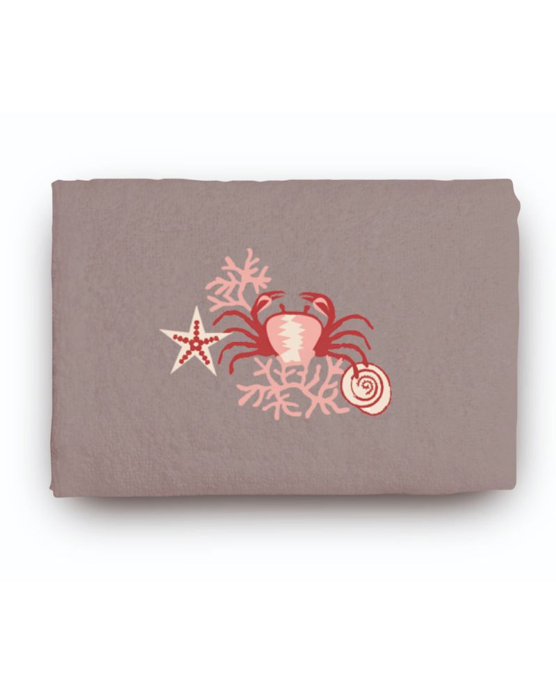 Set 1+1 con ricamo in spugna 100%Cotone AS0146 Granchio Rosso - ipigiami