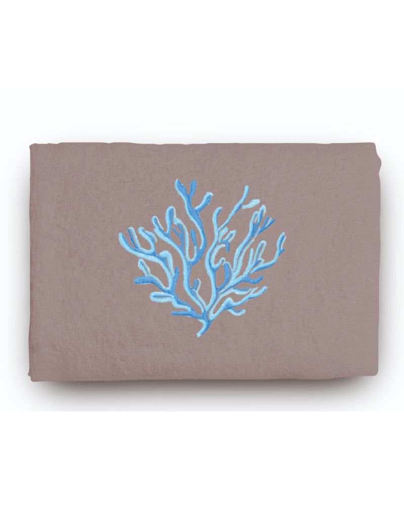 Set 1+1 con ricamo in spugna 100%Cotone AS0147 Corallo Blu - ipigiami