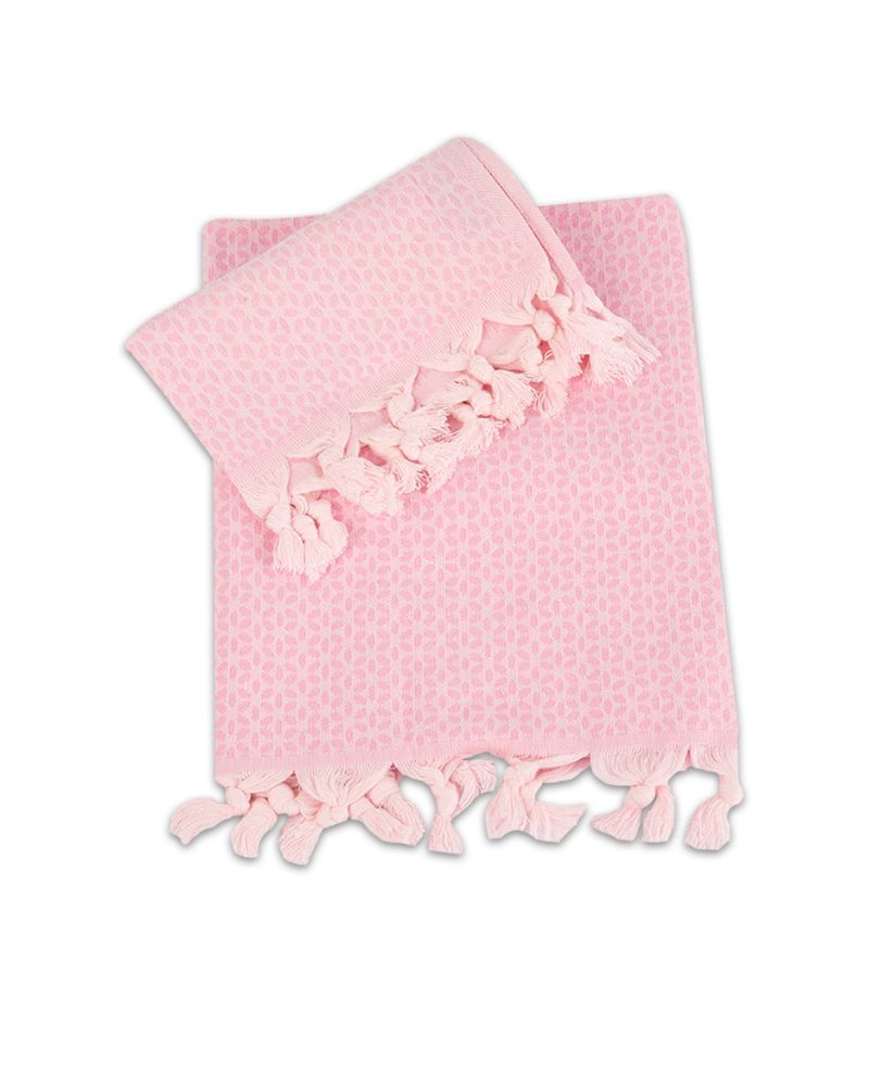 Set 1+1 Asciugamani Viso + Ospite 100% Cotone AS0120 Fiori - ipigiami