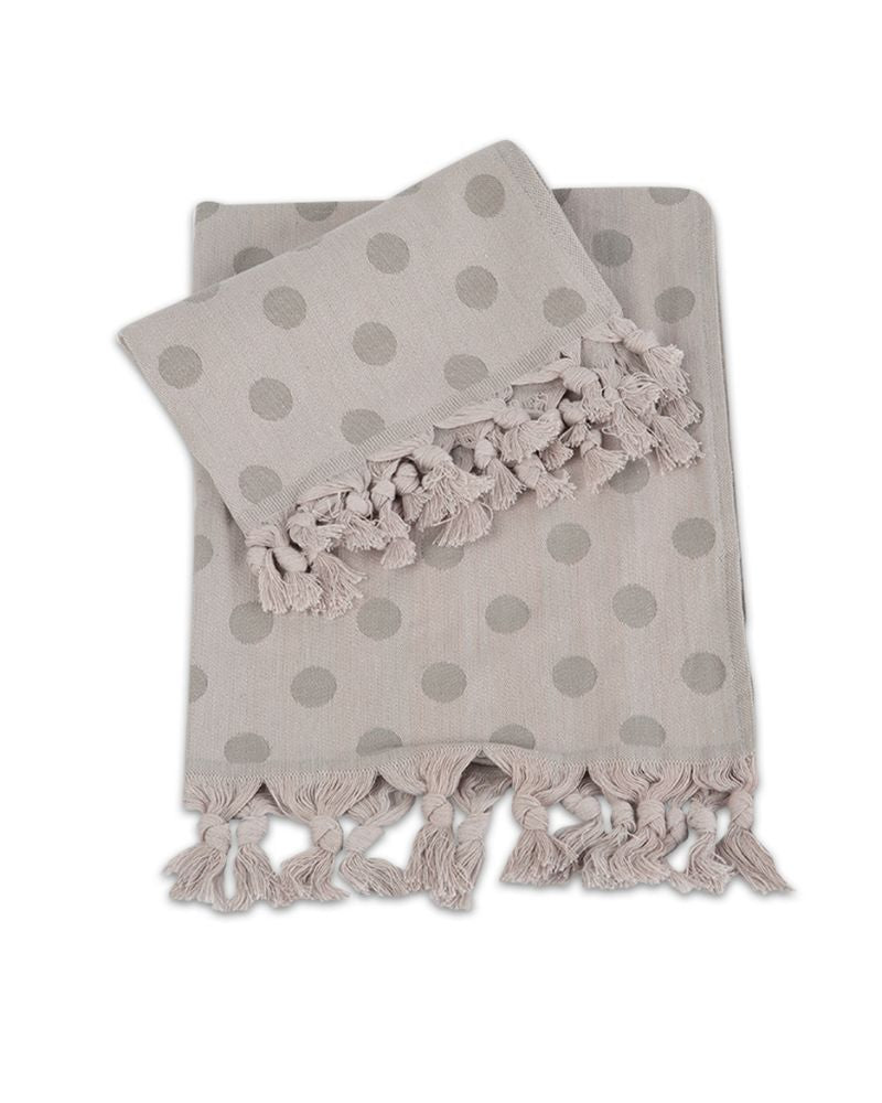 Set 1+1 Asciugamani Viso + Ospite 100% Cotone AS0120 Pois - ipigiami