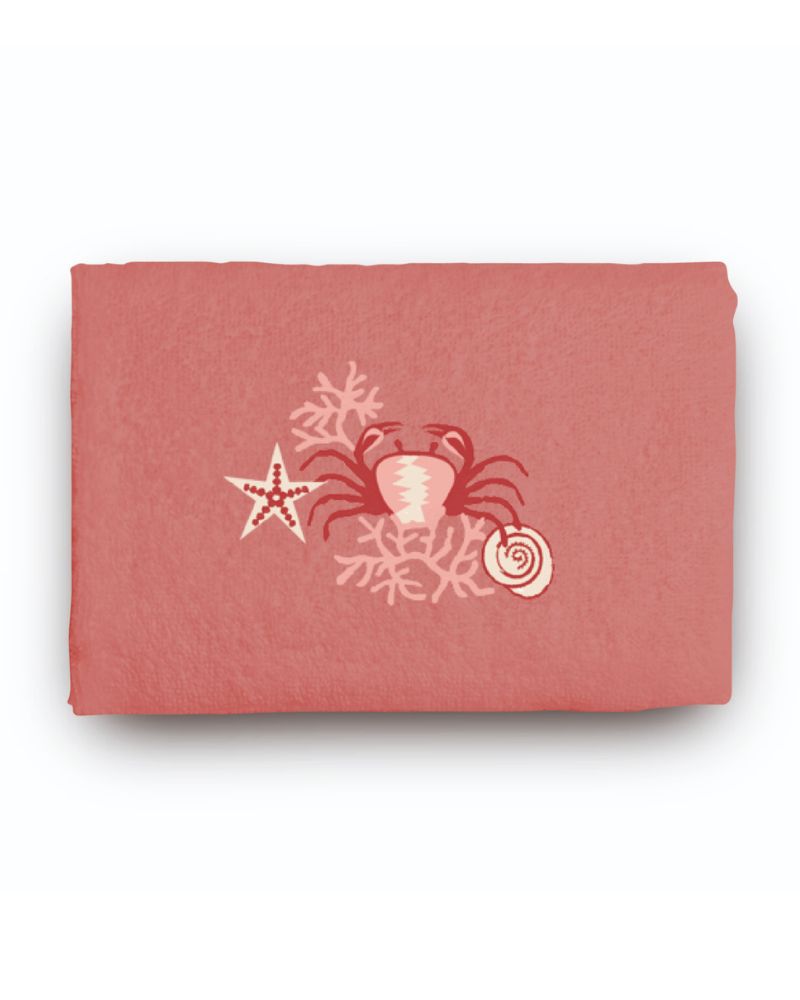 Set 1+1 con ricamo in spugna 100%Cotone AS0146 Granchio Rosso - ipigiami