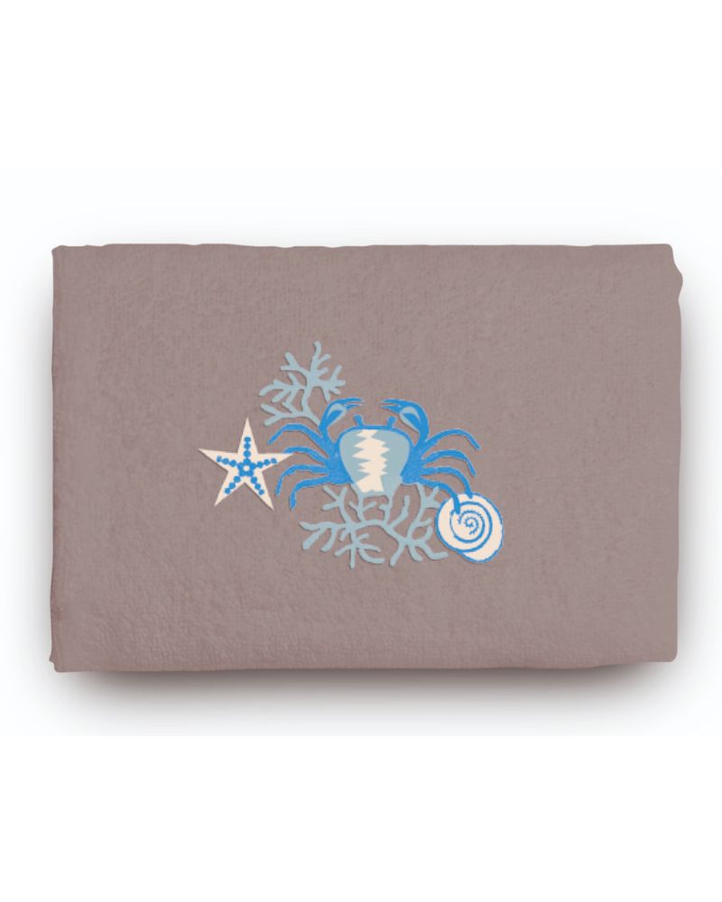 Set 1+1 con ricamo in spugna 100%Cotone AS0146 Granchio Blu - ipigiami
