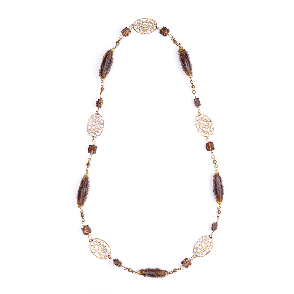 COLLANA COLOR ORO E MARRONE