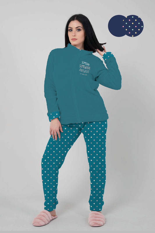 Women's Flannel Pajamas W/Zip Confetti