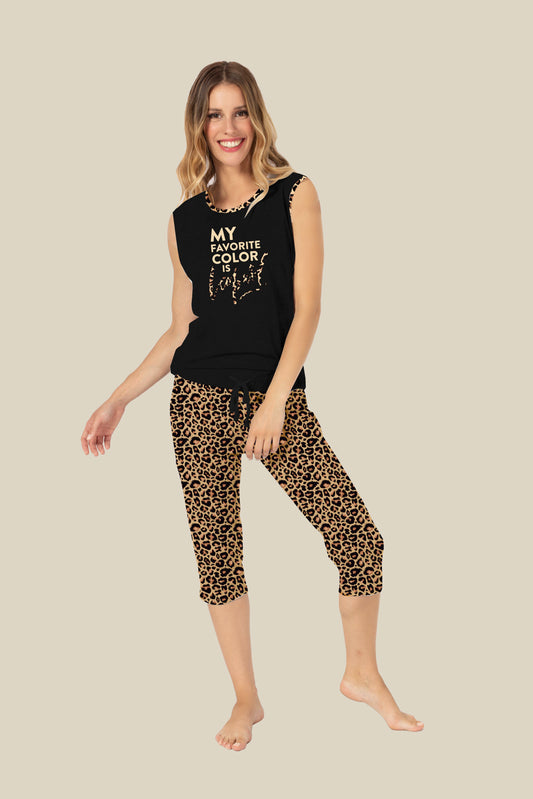 Women's capri pajamas Leopard line