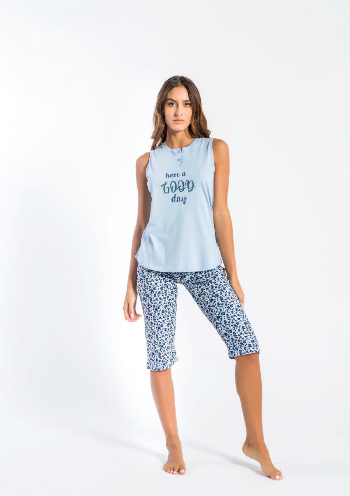 Women's capri wide shoulder pajamas "Good Day"
