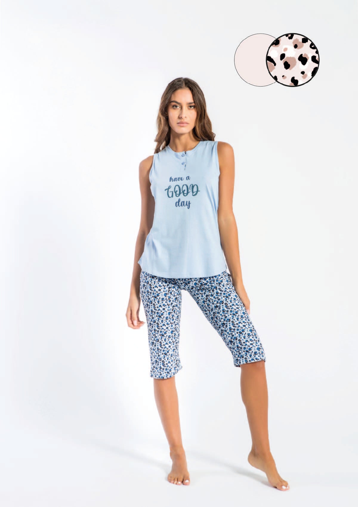 Women's capri wide shoulder pajamas "Good Day"