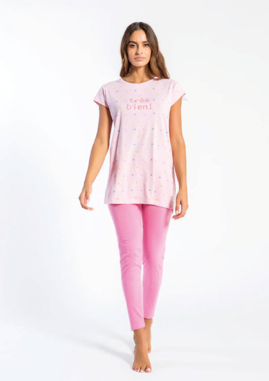 Women's pajamas maxi top half sleeve leggings "Tres bien"