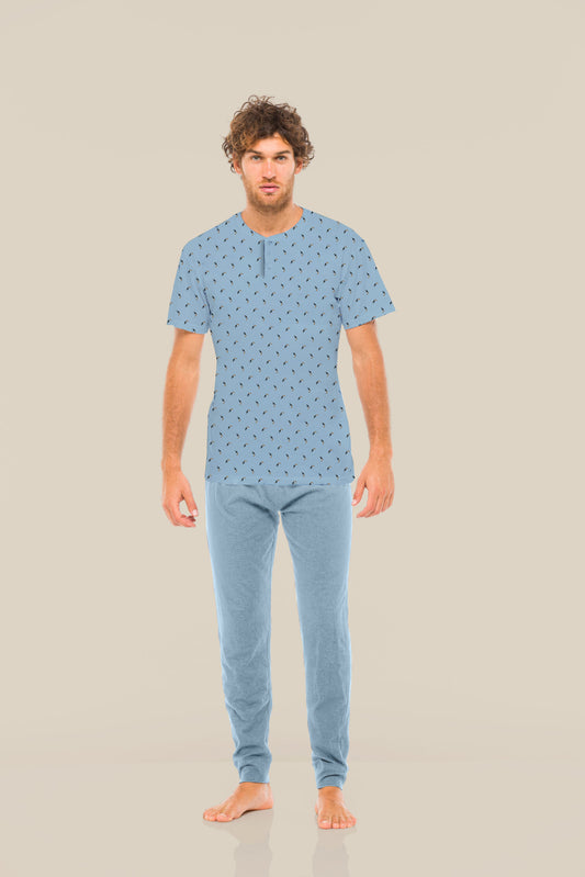 Men's short-sleeved pajamas and long Toucan line trousers