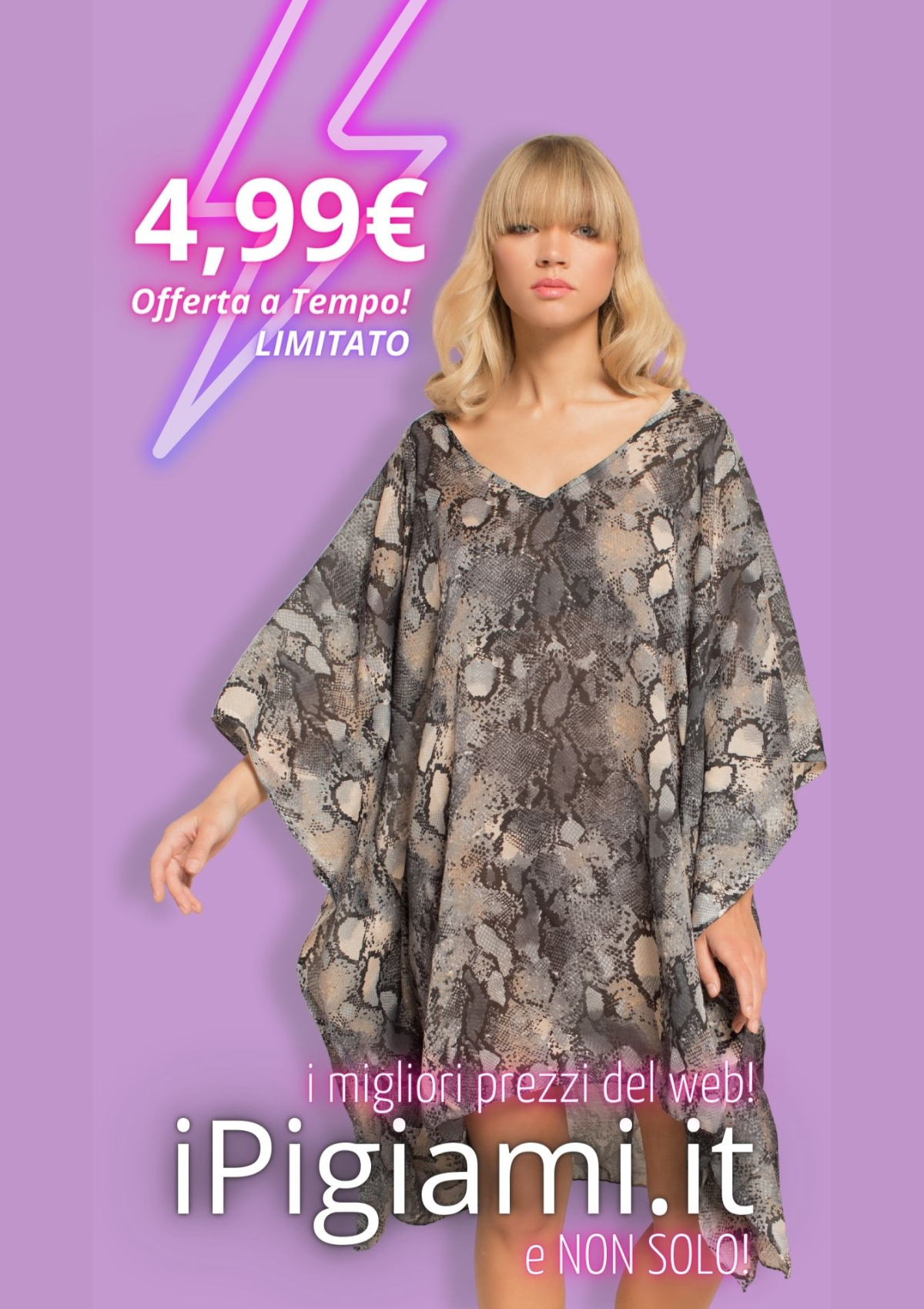 Kaftan in python patterned chiffon