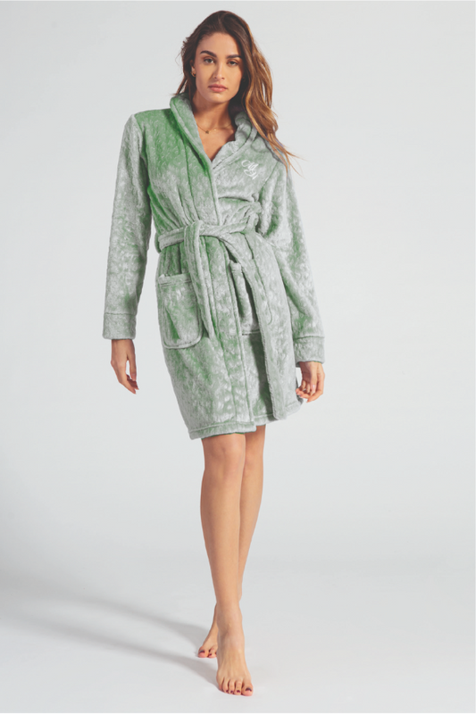 Women's Flannel Dressing Gown Brooklyn Bridge Sage