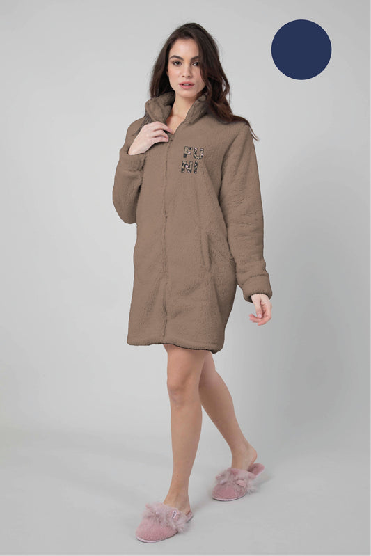 Women's Sherpa Dressing Gown with Zip Daydreamer CALIBRATED 