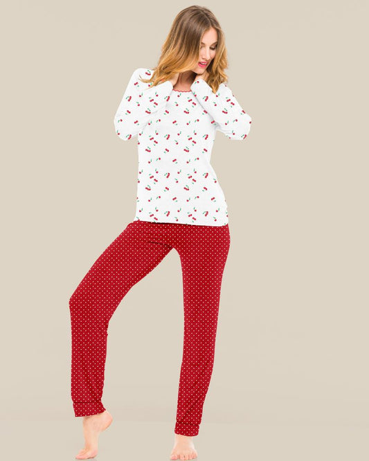 Cherry Women's Long Sleeve Pajamas